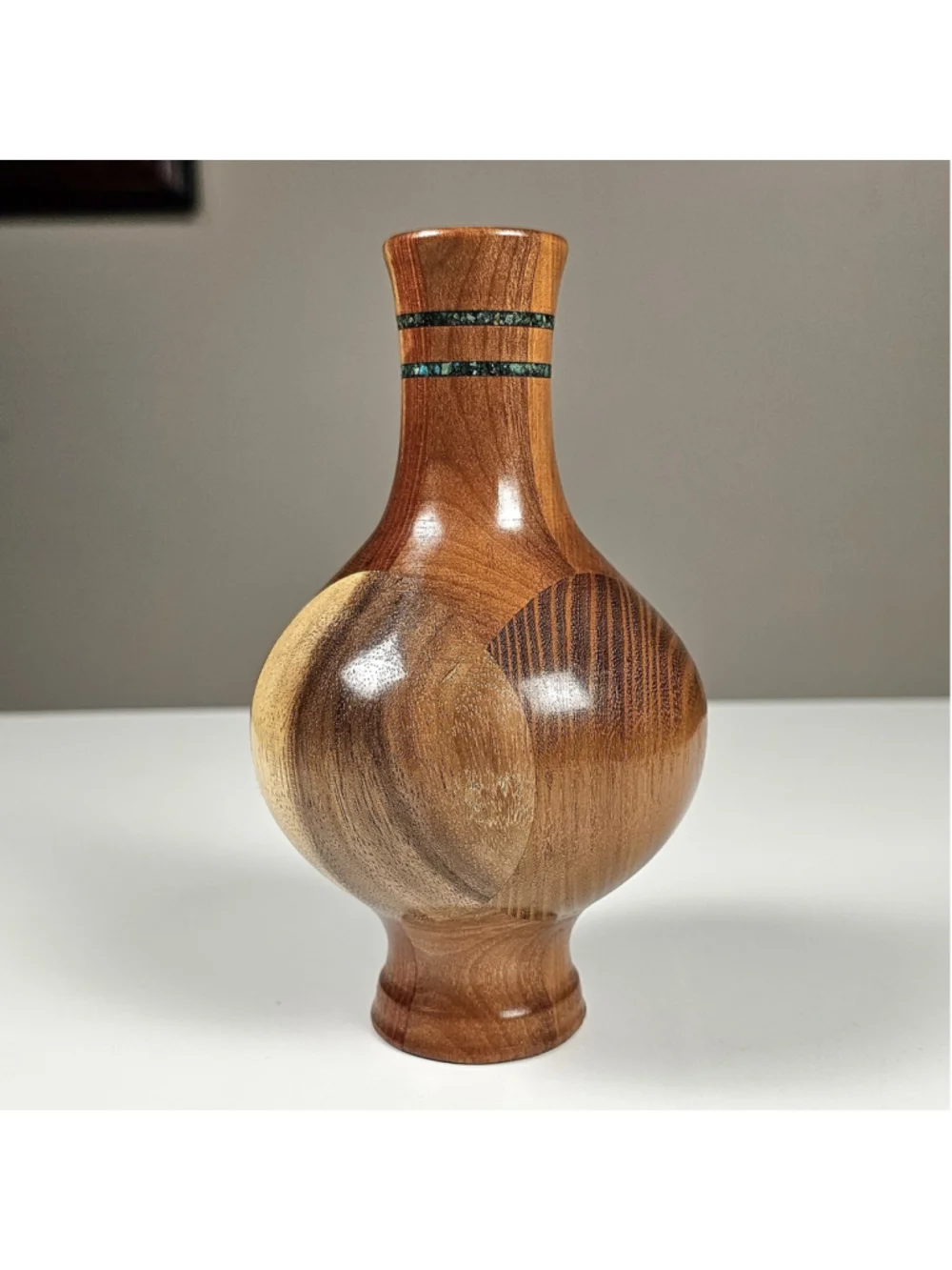 Hand Turned Segmented Wood Vase 6.5